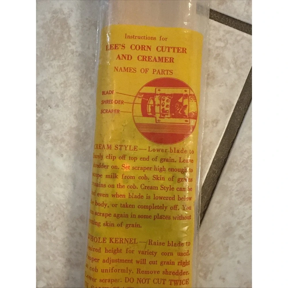 Vintage Lee's Wood & Stainless Corn Cutter and Creamer Original Packaging